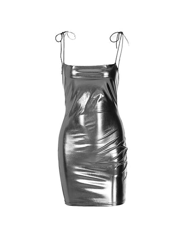 Metallic-Minikleid aus PU-Leder