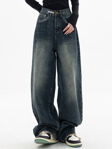 Dunkel verwaschene Vintage Baggy Boyfriendjeans