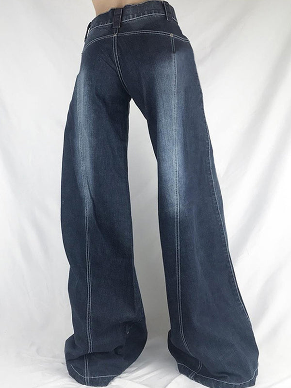 Stitch Detail Straight Leg Cargo Jeans