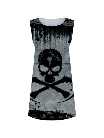 Minivestido sin mangas con estampado de calavera salpicada