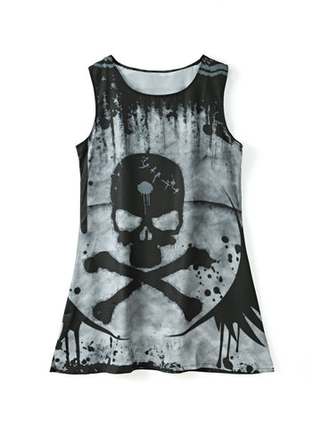 Minivestido sin mangas con estampado de calavera salpicada