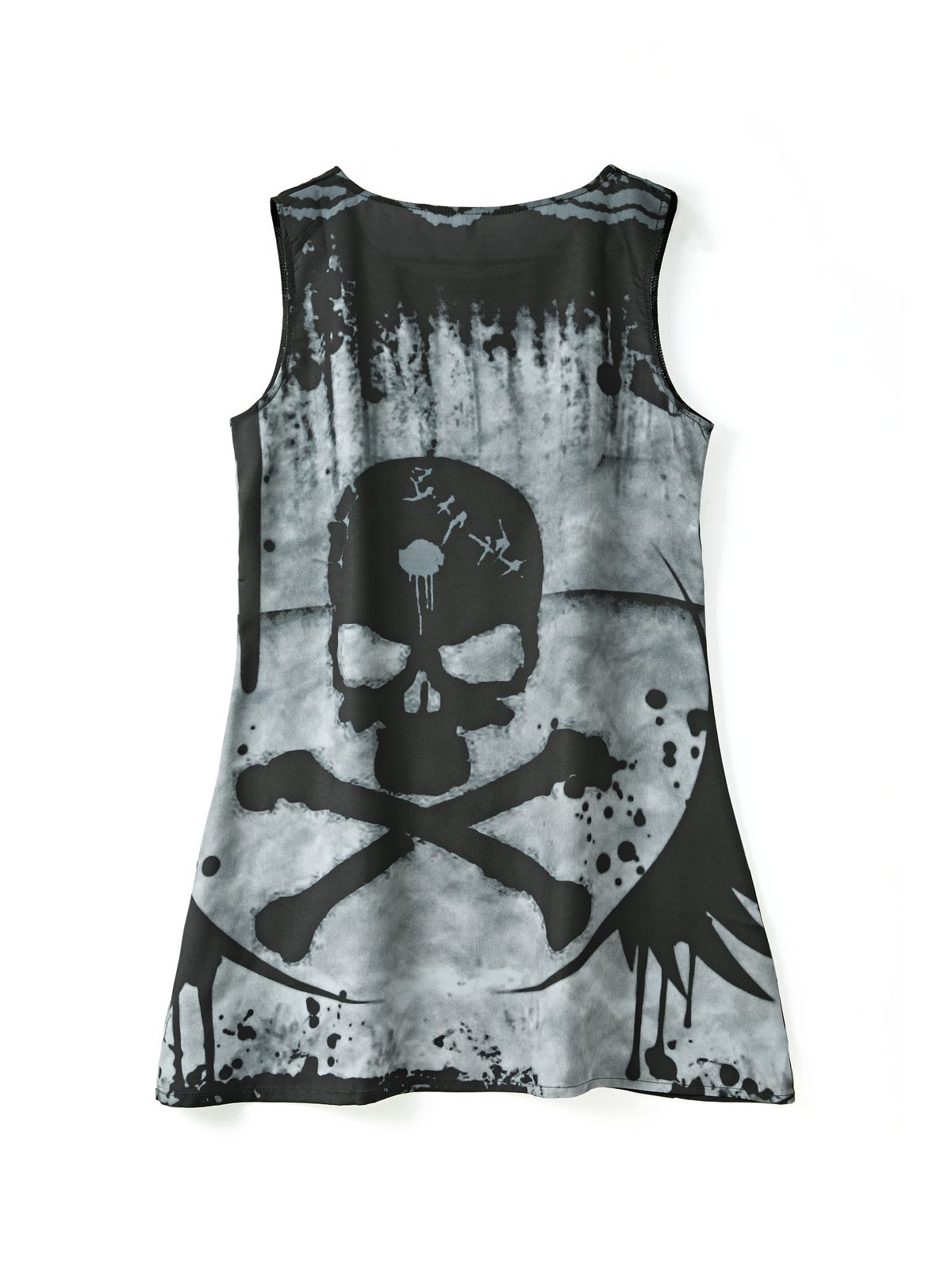 Minivestido sin mangas con estampado de calavera salpicada