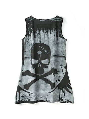 Ärmelloses Minikleid mit Splash-Totenkopf