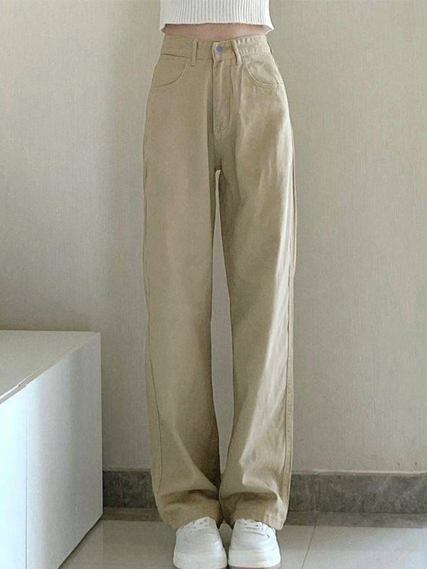 Vintage Khaki Straight Leg Boyfriend Jeans – Omcne