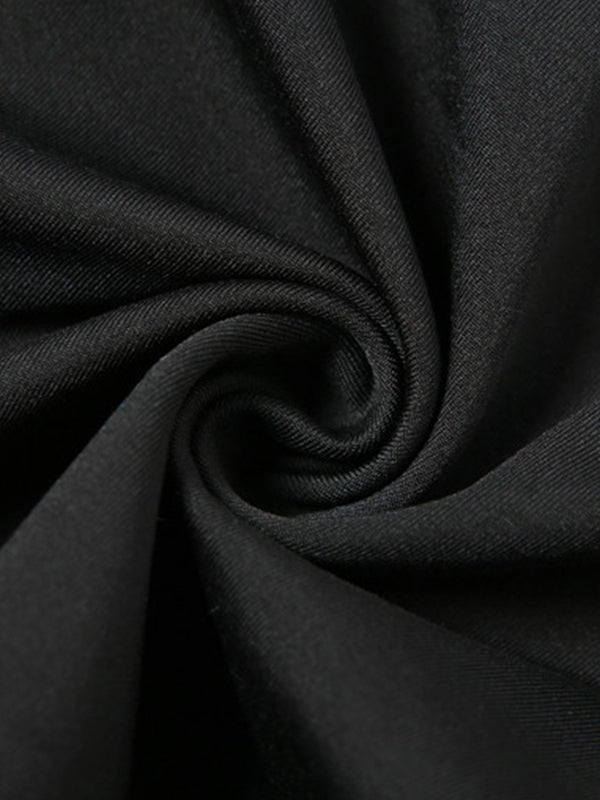 Schwarzes Maxikleid mit überkreuzten Ärmeln und Cut-out