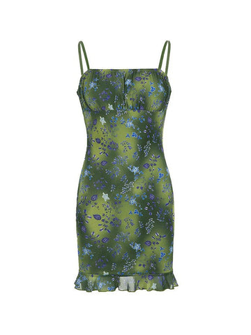 Minivestido floral con efecto tie-dye