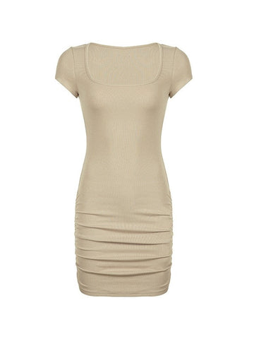 Ruched Short Sleeve Bodycon Mini Dress