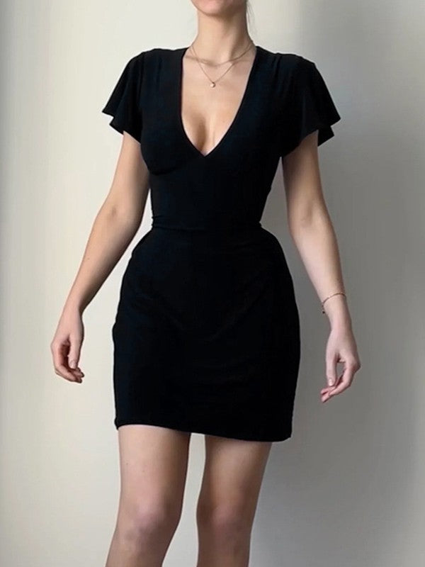 Bodycon Ruffled Mini Dress Ruffle Sleeve Bodycon Mini Dress – Omcne