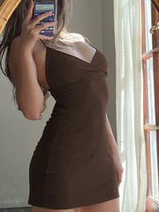 Vintage Brown Slip Mini Dress