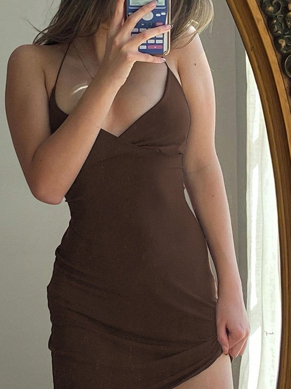 Vintage Brown Slip Mini Dress