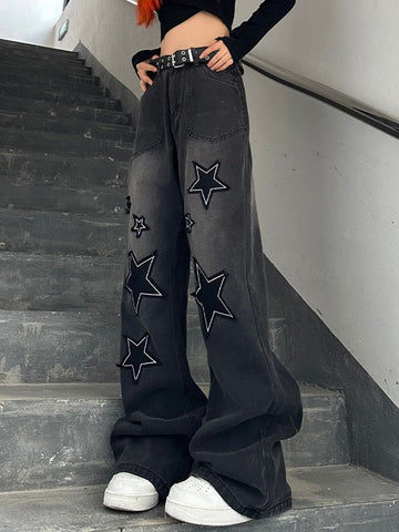 Star Patch Baggy Boyfriend Jeans