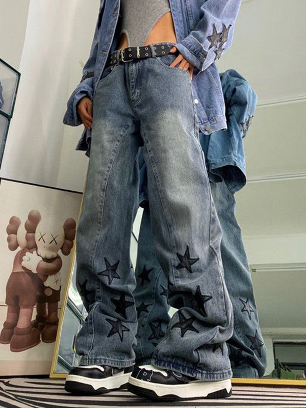 Vintage Denim Star Patch Boyfriend Jeans – Omcne