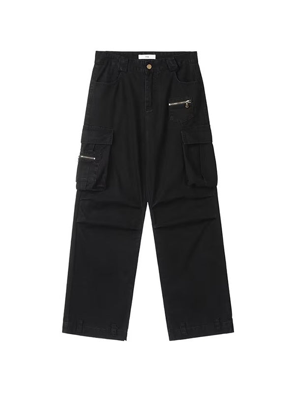 Zip Pocket Straight Leg Cargo Jeans