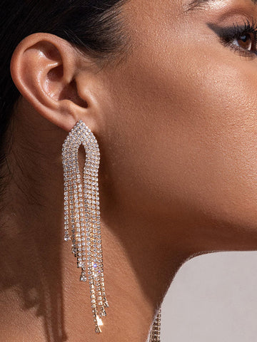 Rhinestone Tassel Earrings