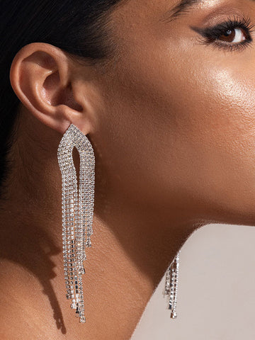 Rhinestone Tassel Earrings