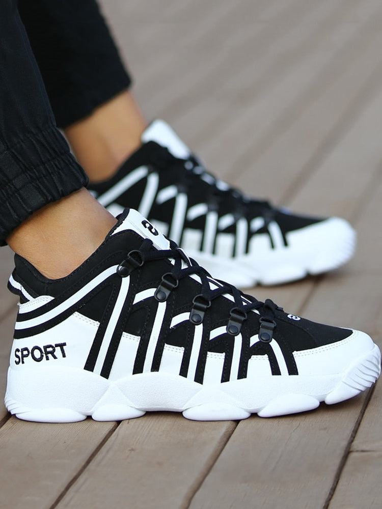 Lace-up Striped Sneakers