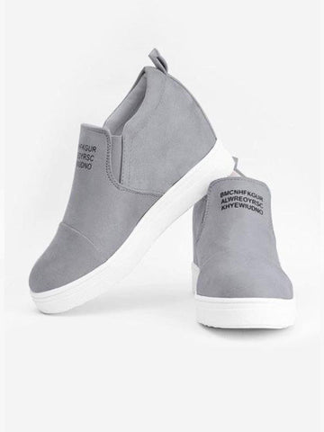 Suede Letter Pattern Casual Sneakers