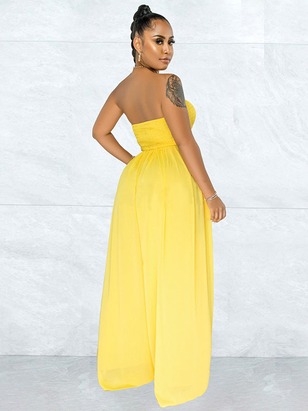 Casual Loose Strapless Chiffon Jumpsuit