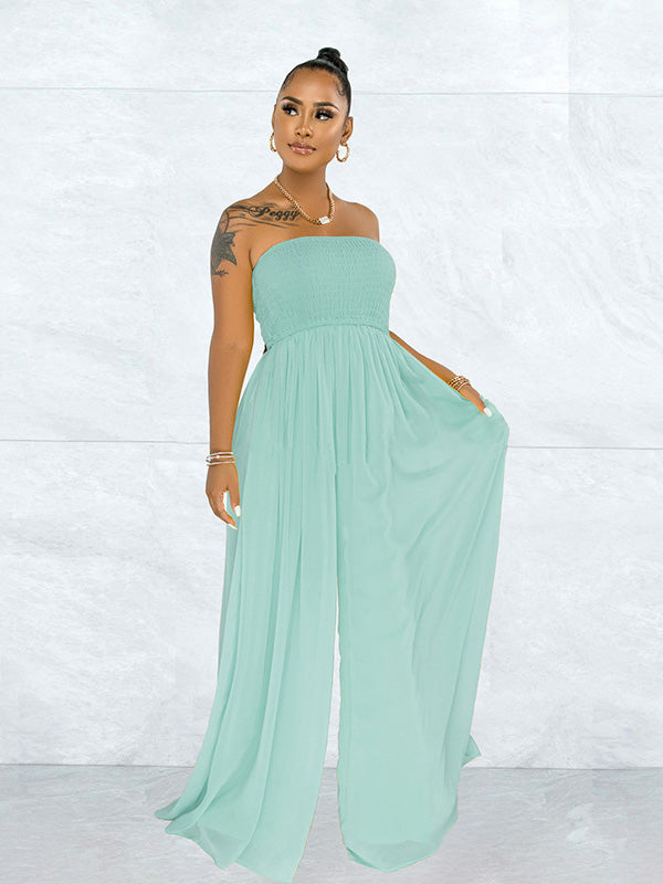 Casual Loose Strapless Chiffon Jumpsuit