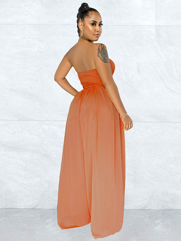 Casual Loose Strapless Chiffon Jumpsuit