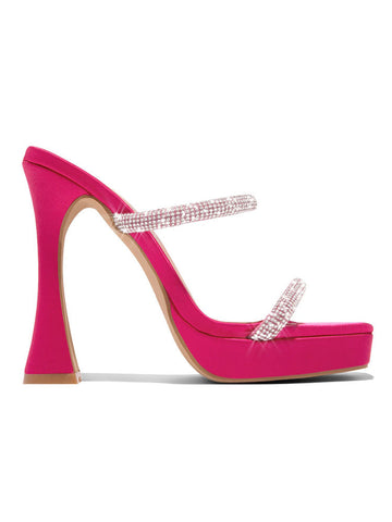 Rhinestone Square Toe Heels