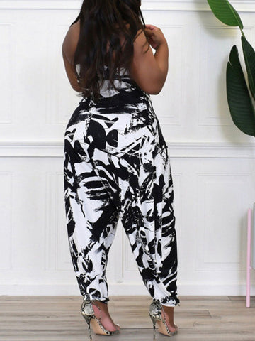 Casual Print Halter Jumpsuits