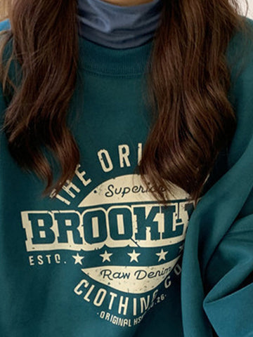 Sudadera con cuello redondo y gráfico de Brooklyn