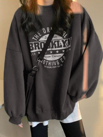 Sudadera con cuello redondo y gráfico de Brooklyn