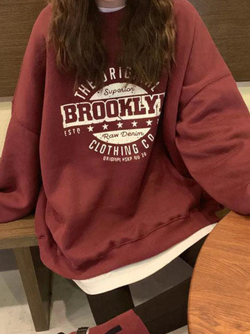 Sudadera con cuello redondo y gráfico de Brooklyn