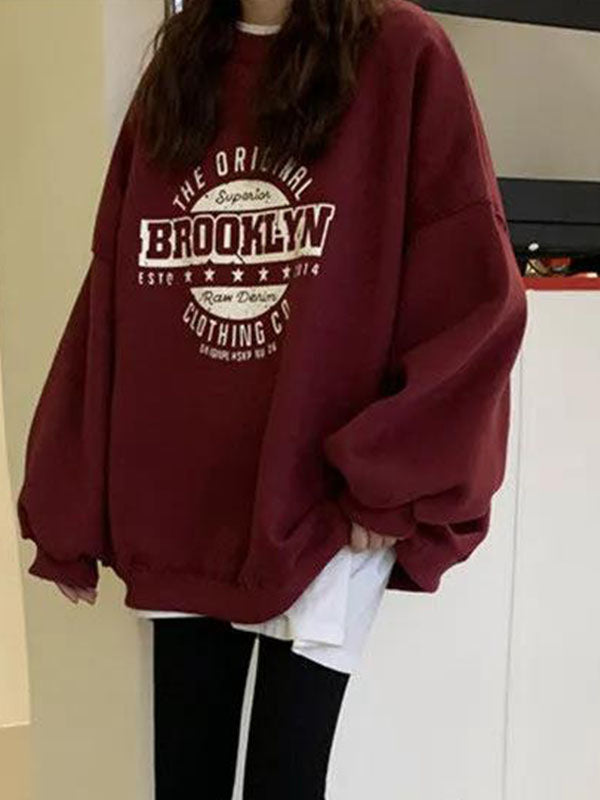 Sudadera con cuello redondo y gráfico de Brooklyn