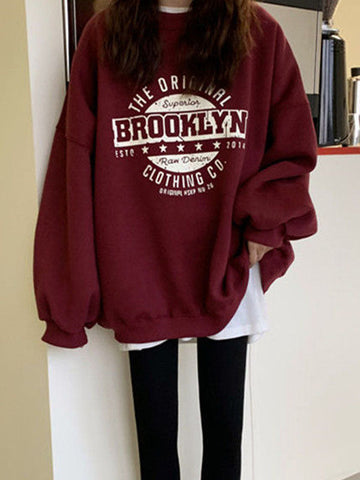 Sudadera con cuello redondo y gráfico de Brooklyn