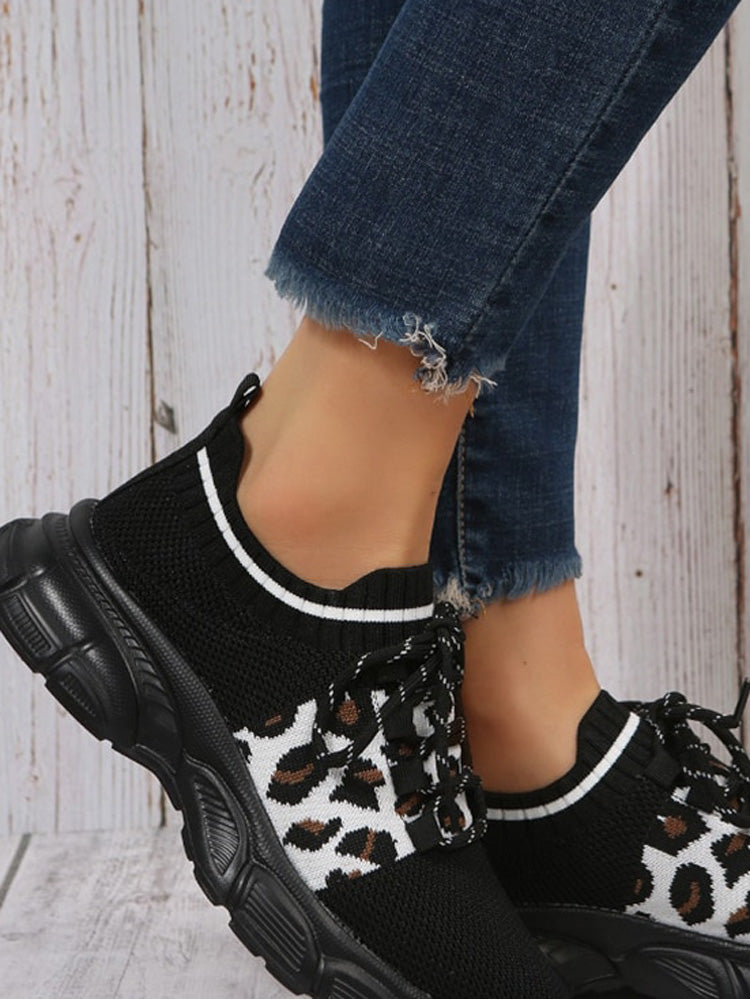 Leopard Solid Patchwork Sneakers