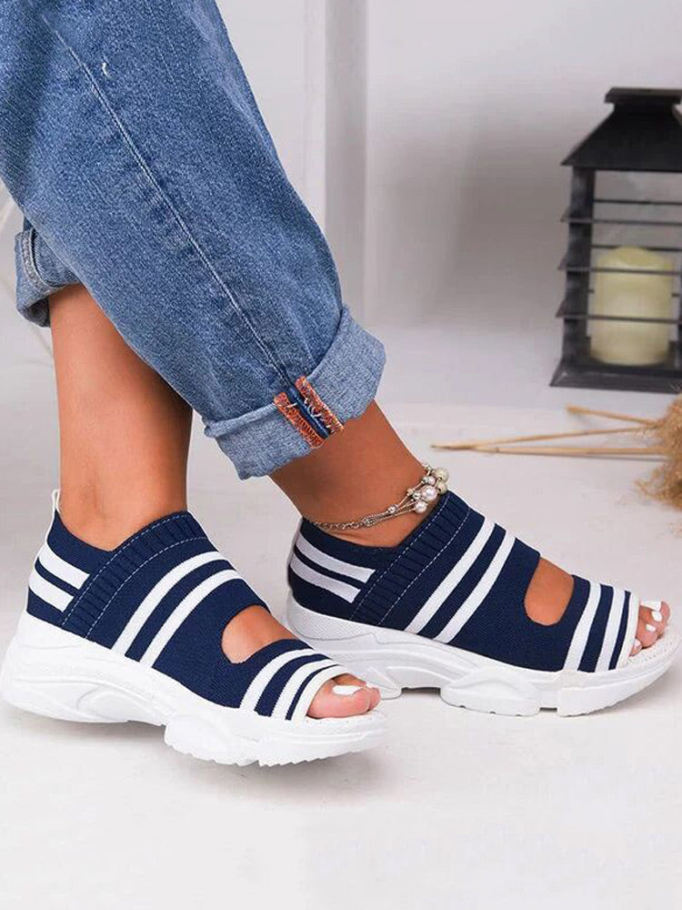 Striped Cutout Sandals