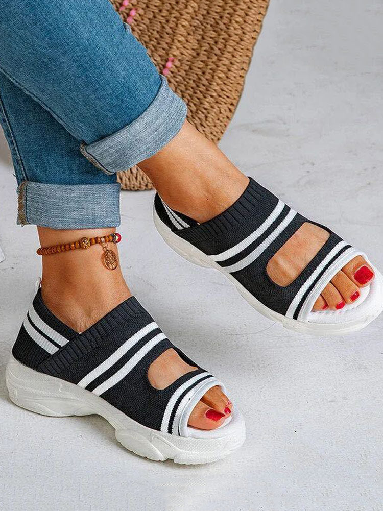 Striped Cutout Sandals