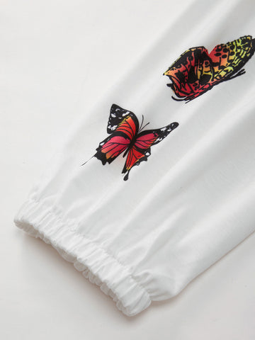 Conjunto de dos piezas con mariposas y mangas largas