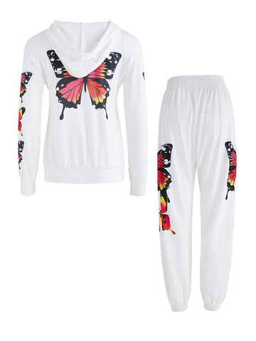 Conjunto de dos piezas con mariposas y mangas largas