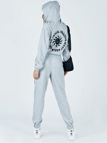 Slogan Pattern Print Tracksuit Set