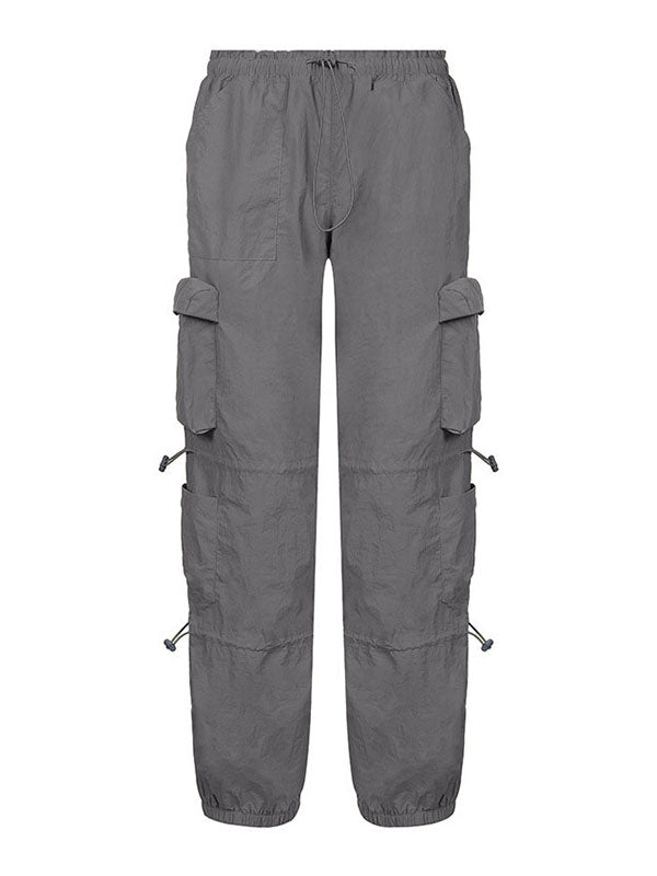 Size Friendly Pocket Drawstring Parachute Cargo Pants