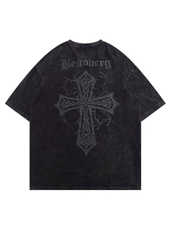 Washed Logo Tee Men's Washed Cross Logo Graphic Tee – Omcne