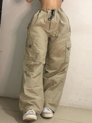 Pantalones cargo de paracaídas de cintura baja de talla amigable