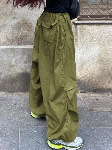 Size Friendly Low Waist Parachute Cargo Pants