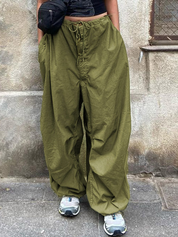 Pantalones cargo de paracaídas de cintura baja de talla amigable