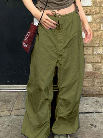 Size Friendly Low Waist Parachute Cargo Pants