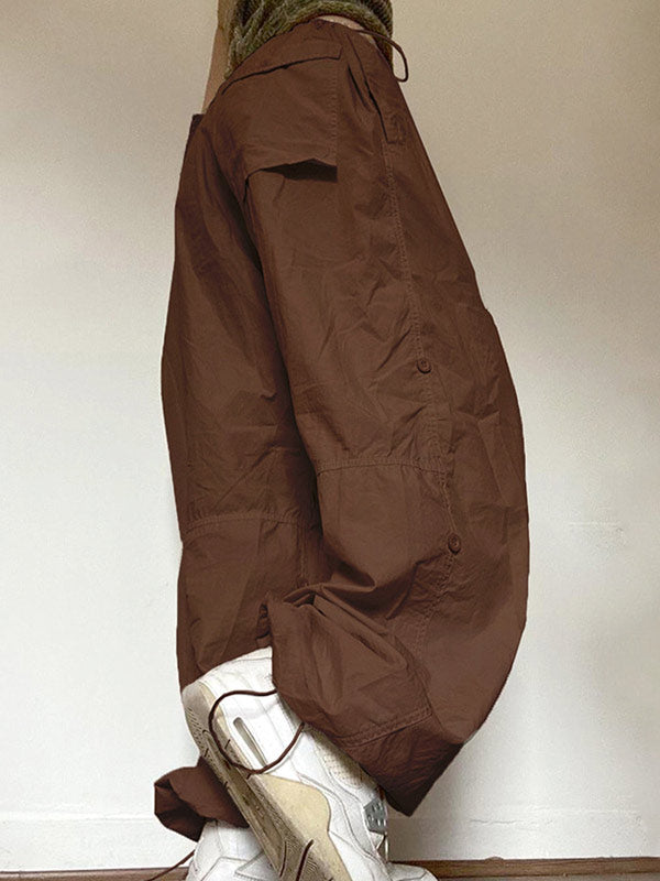 Baggy-Cargohose mit Kordelzug und niedriger Taille