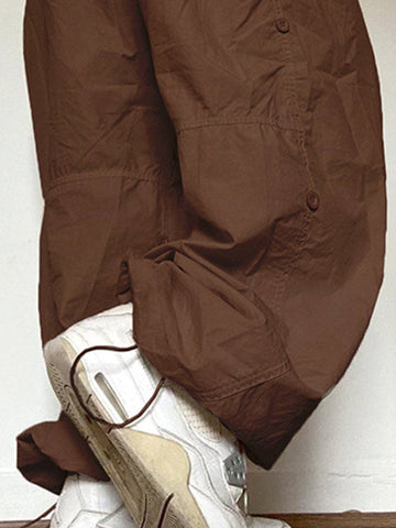 Baggy-Cargohose mit Kordelzug und niedriger Taille