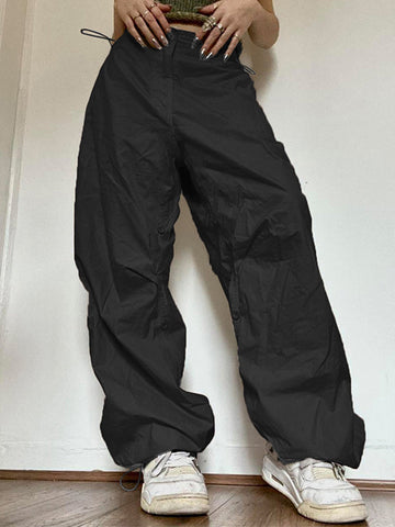 Baggy-Cargohose mit Kordelzug und niedriger Taille