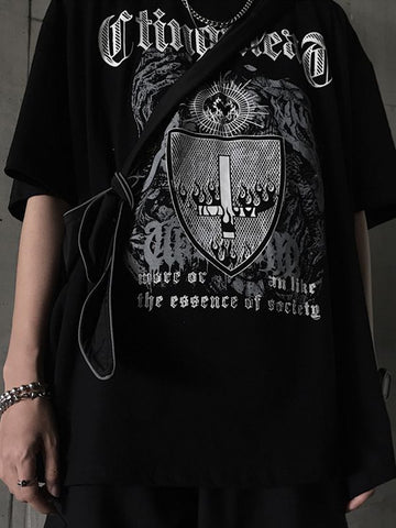 Gothic Punk Shield Grafik-T-Shirt für Herren