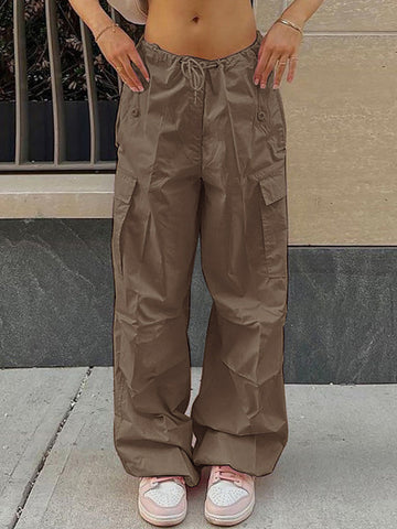 Pantalones cargo holgados Y2K con cordón