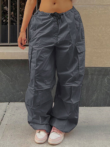 Baggy-Cargohose im Y2K-Stil mit Kordelzug