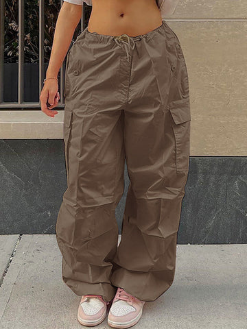 Pantalones cargo holgados Y2K con cordón